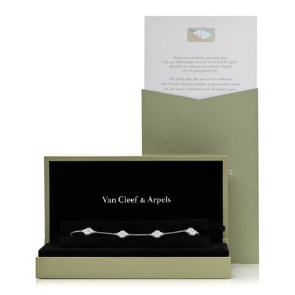 Van Cleef & Arpels 18K White Gold Diamond 6 Motifs Sweet Alhambra Bracelet 6 of 6