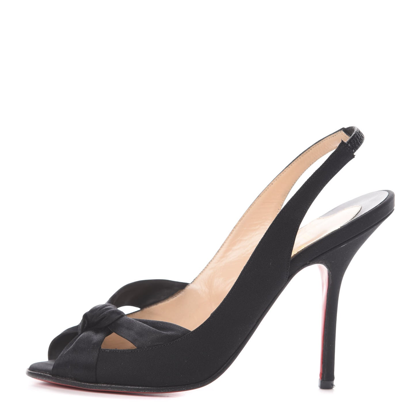 Crepe Satin Moustique 100 Peep Toe Slingback Pumps 35 Black