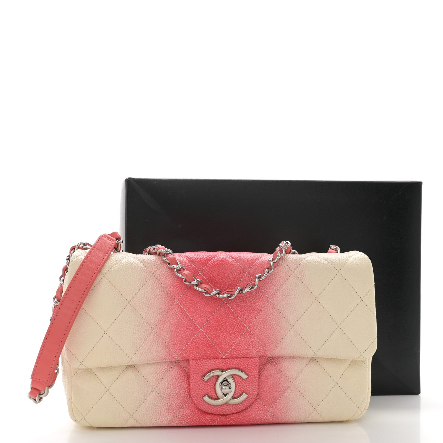 Chanel Caviar Quilted Ombre Medium Single Flap White Rose Pink 11 of 11