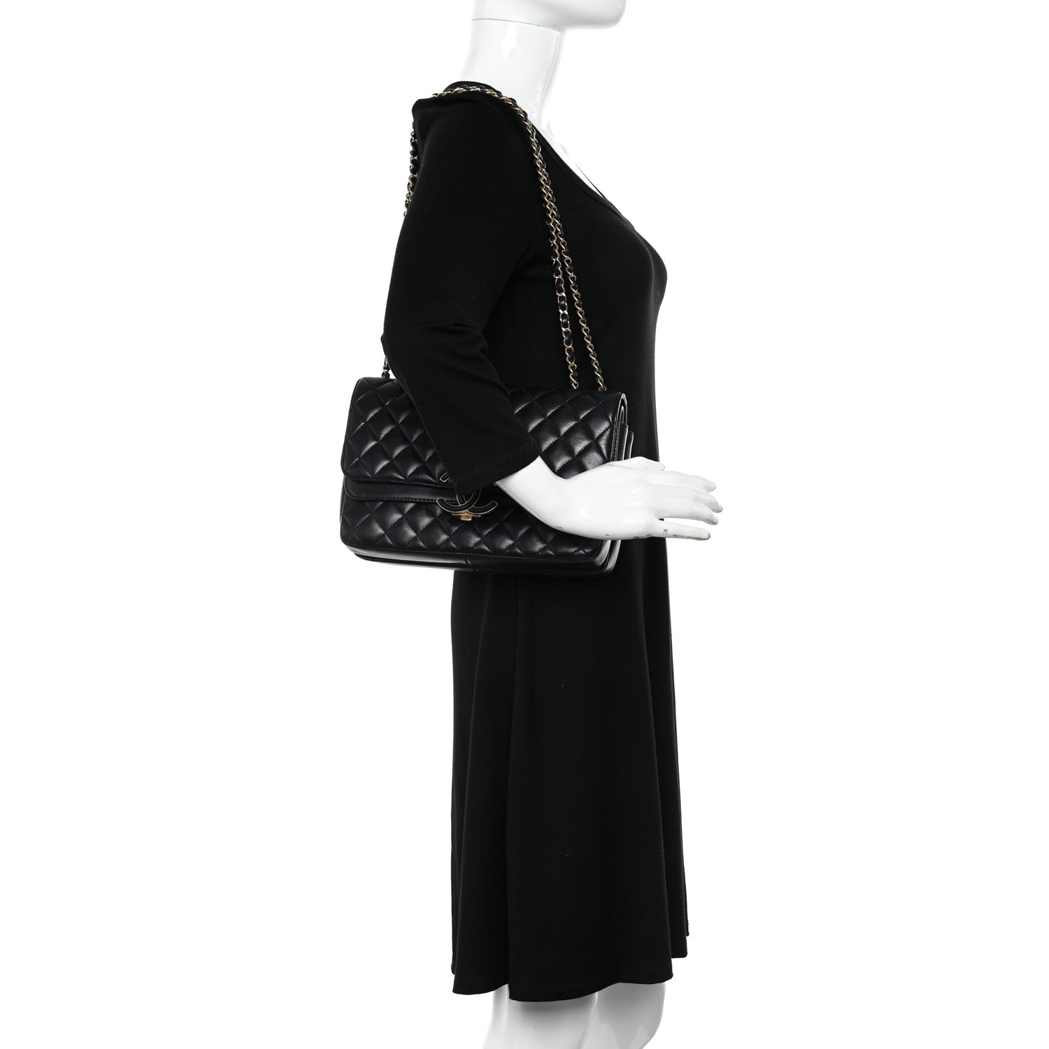 Chanel Lambskin Quilted Large CC Chic Flap Black 2 of 11