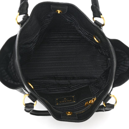Prada Vitello Daino Side Pocket Tote Black 5 of 10