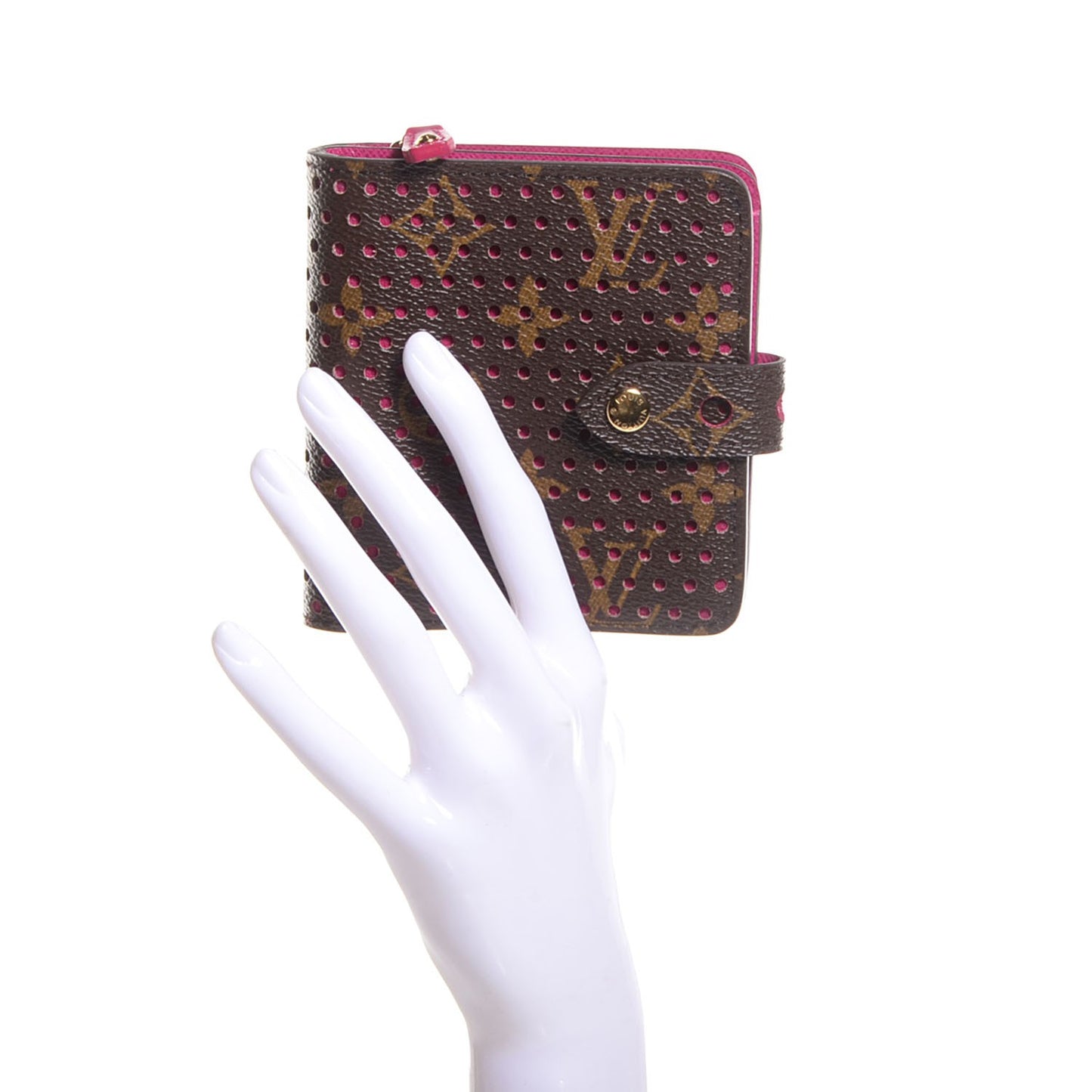 Monogram Perforated Compact Zipped Wallet Fuchsia