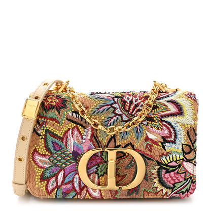 Christian Dior Raffia Floral Embroidered Small Caro Bag Multicolor 1 of 13