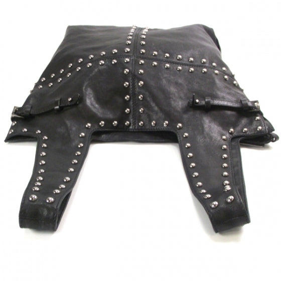 Leather Studded George V Bag Black