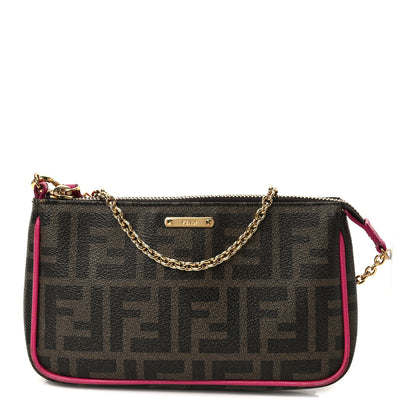 Fendi Zucca Spalmati Vitello Elite Pochette Tobacco Ciclamino 1 of 14