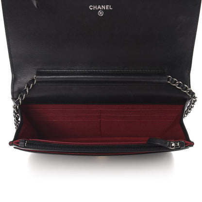 Chanel Aged Calfskin Quilted Gabrielle Wallet On Chain WOC Beige Black 5 of 14