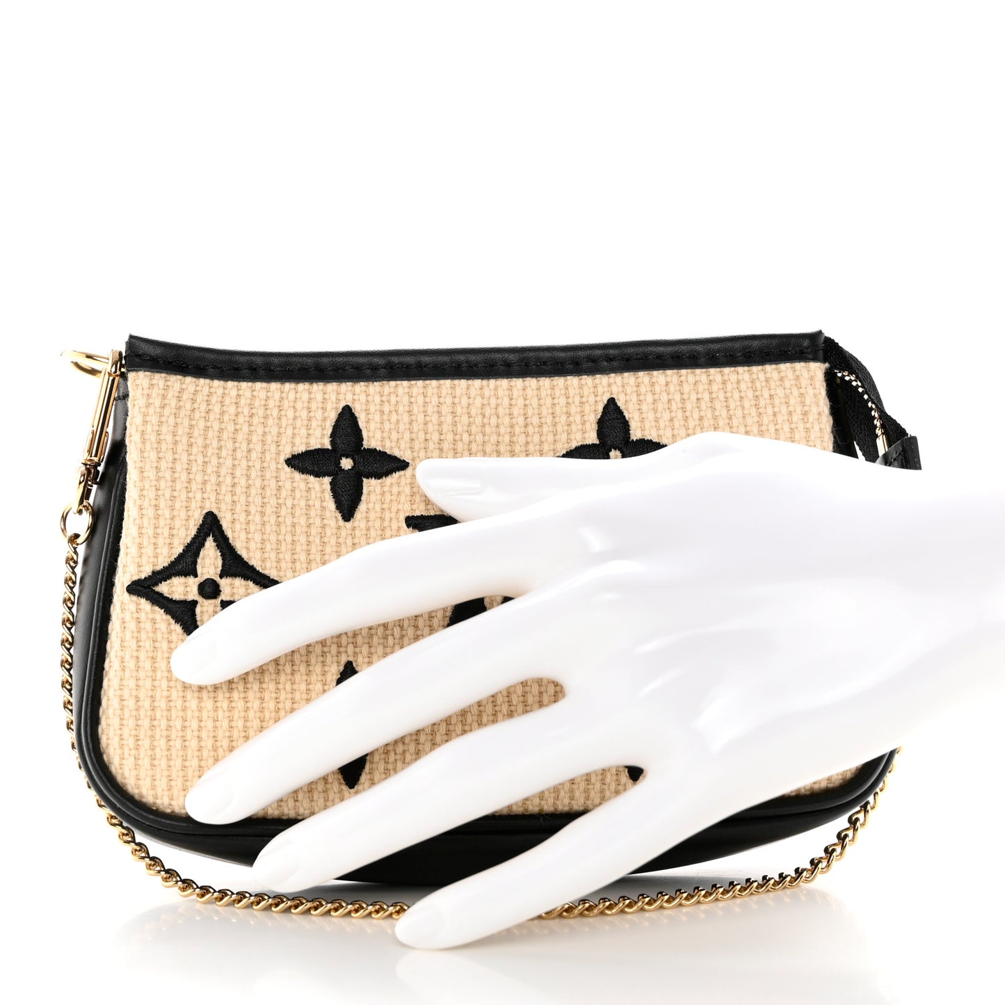 Cotton Monogram Giant Mini Pochette Accessories Beige Black