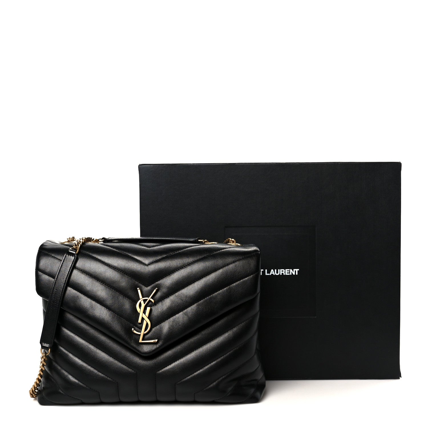 Saint Laurent Calfskin Y Quilted Monogram Medium Loulou Chain Satchel Black 12 of 12