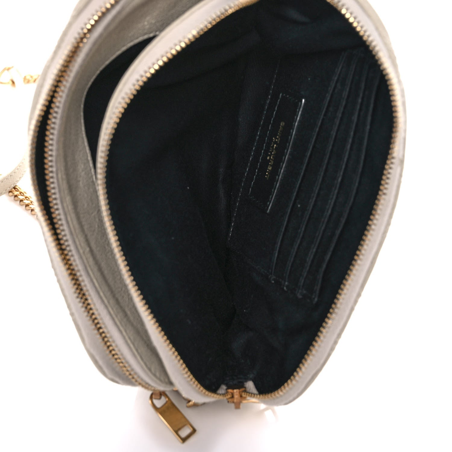 Saint Laurent Grained Lambskin Quilted Mini Becky Double Zip Bag Vintage White 5 of 13