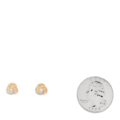 Cartier 18K Pink Yellow White Gold Diamond Trinity Stud Earrings 2 of 5