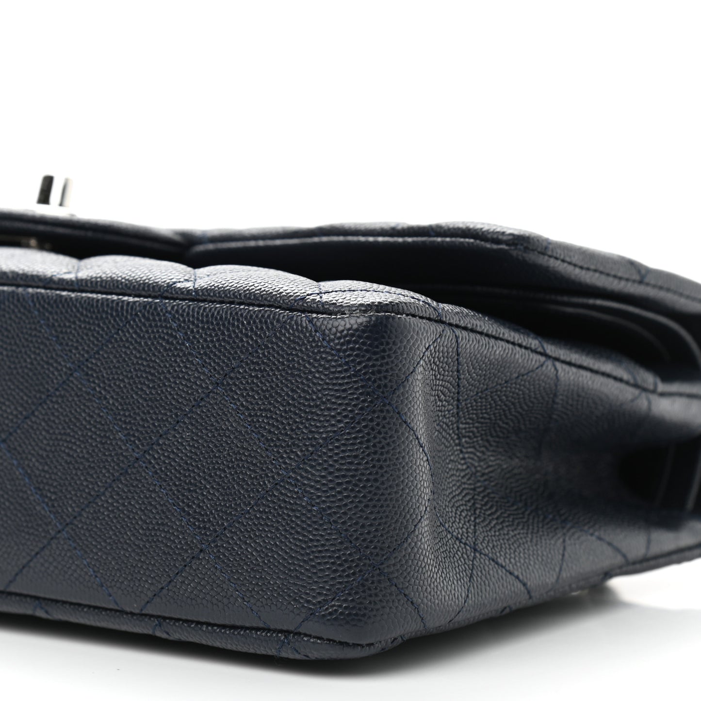 Caviar Quilted Medium Double Flap Navy