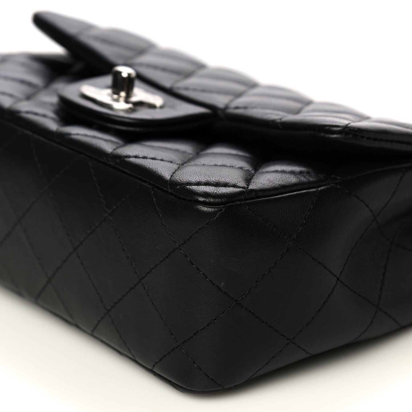 Lambskin Quilted Mini Rectangular Flap Black