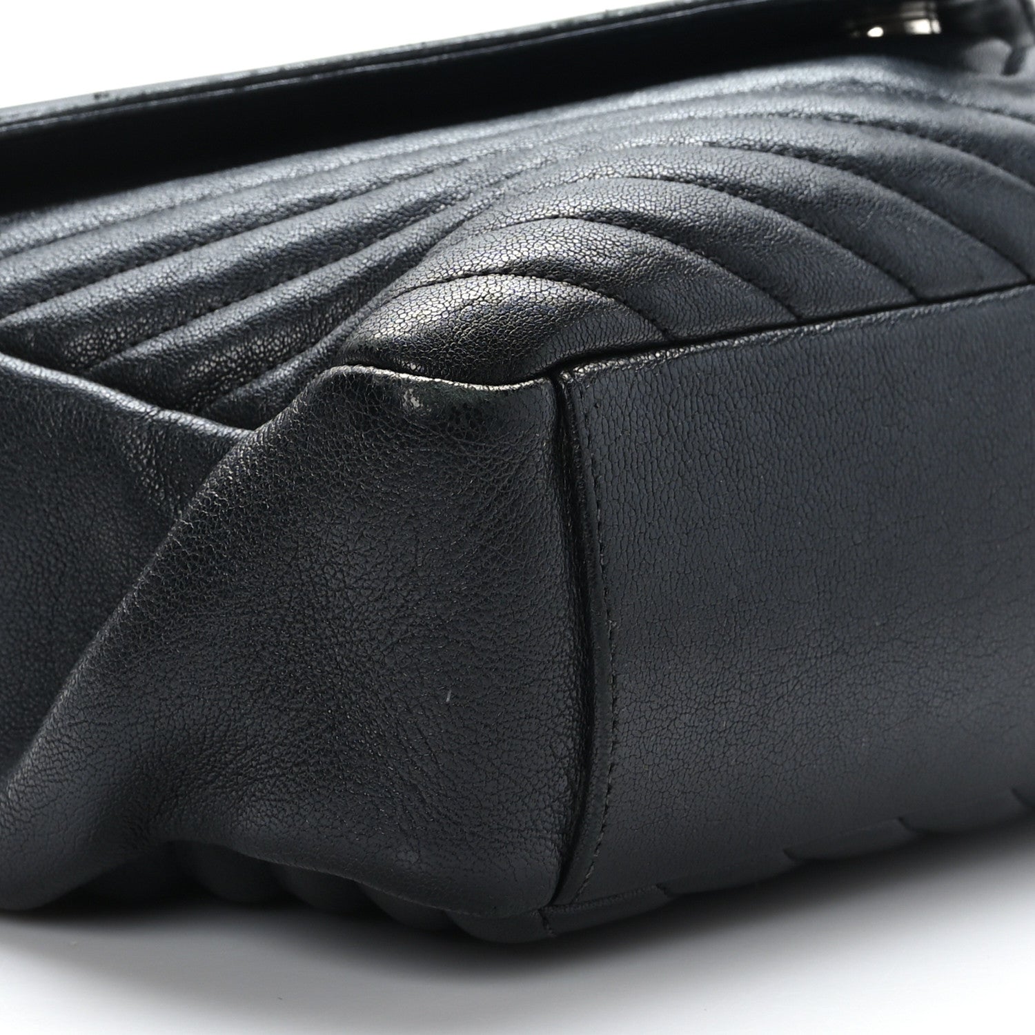 Saint Laurent Sheepskin Matelasse Chevron Monogram Large College Satchel Black 9 of 9