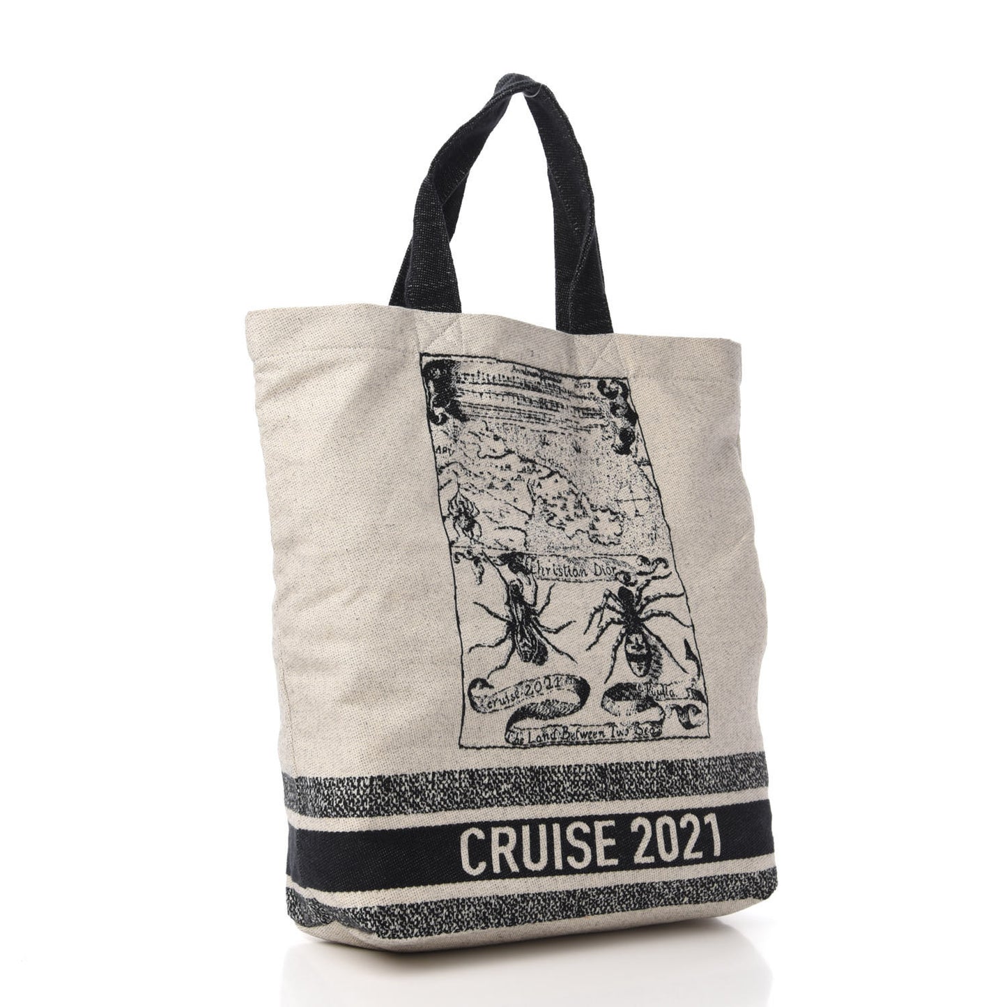 Canvas Print Cruise Tote Ivory Black