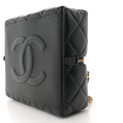 Chanel Calfskin Quilted Square Top Handle Vanity Case Black 11 of 11