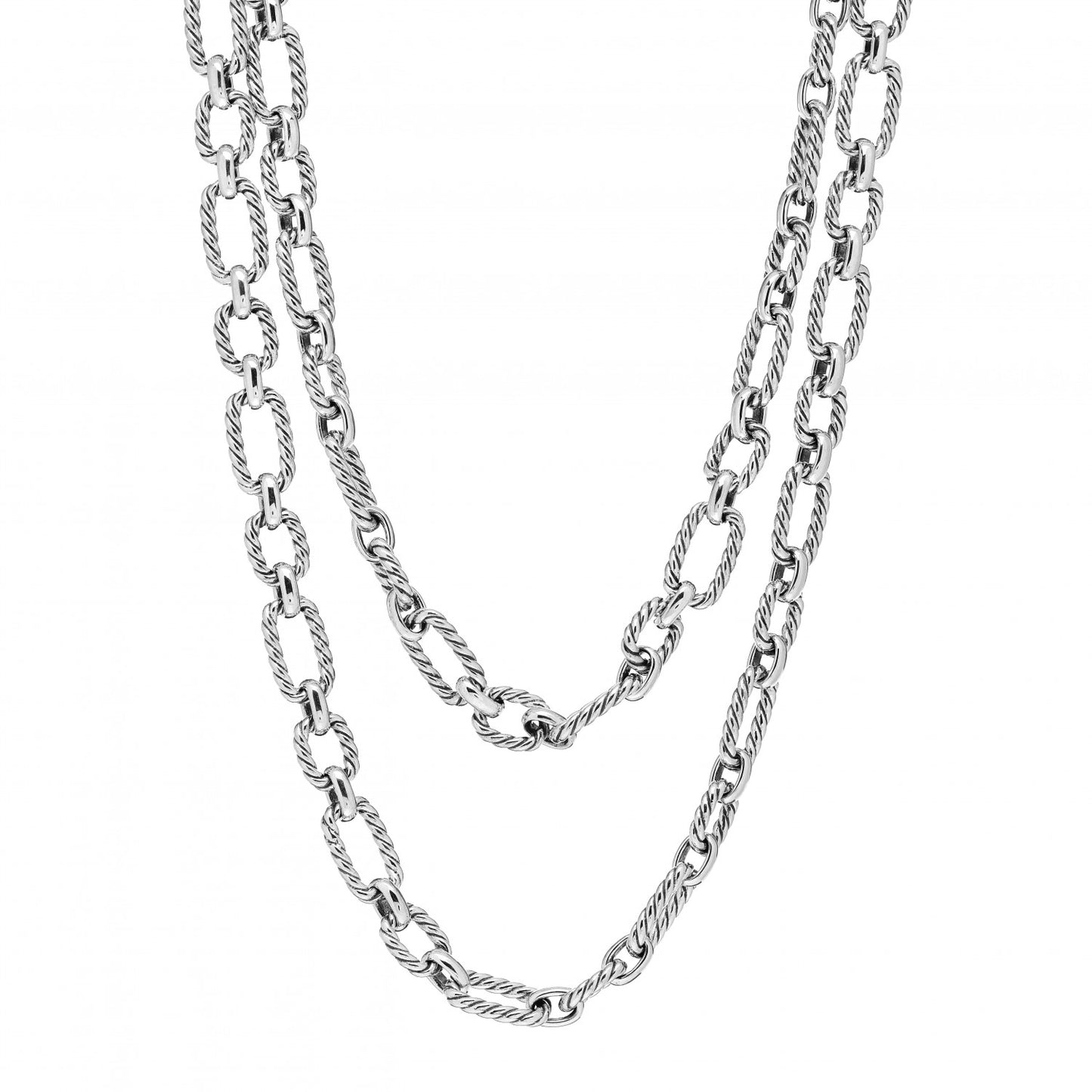 Sterling Silver Blue Sapphire 9.5mm Cushion Link Chain Necklace