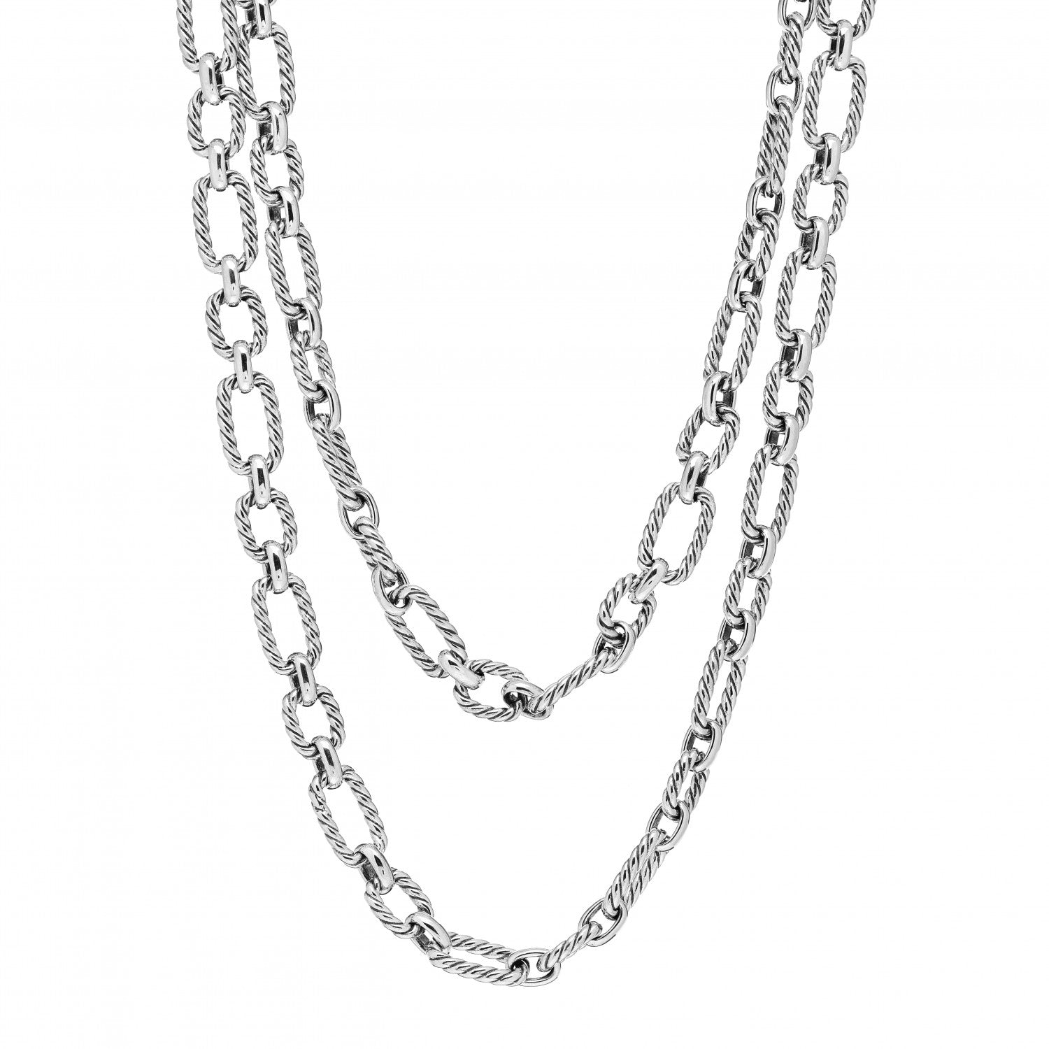 David Yurman Sterling Silver Blue Sapphire 9.5mm Cushion Link Chain Necklace 1 of 4