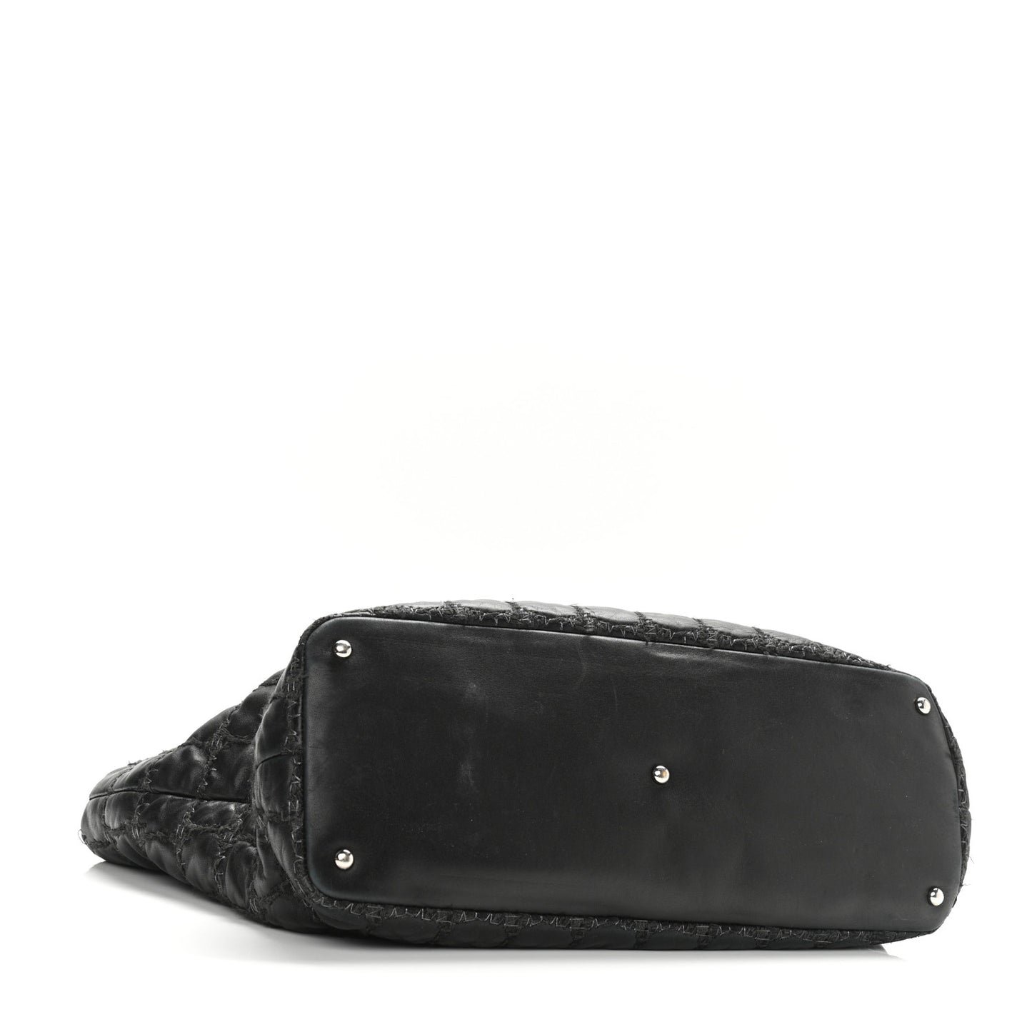 Lambskin Tweed Double Stitch Tote Black