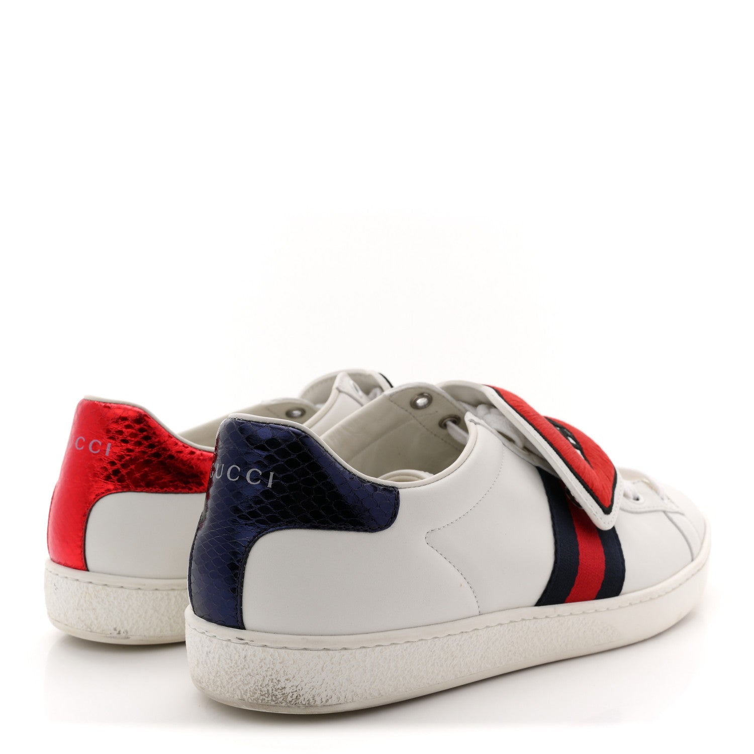 Gucci Calfskin Ayers Web Blind for Love Embroidered Womens Ace Sneakers 40.5 White 5 of 13