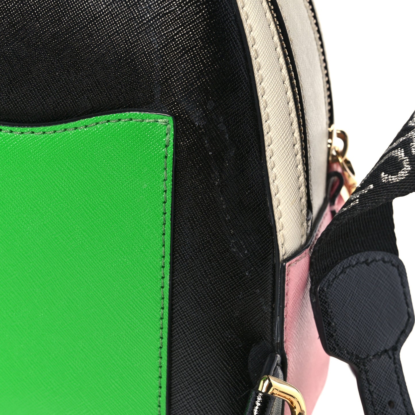 Saffiano Mini Snapshot Backpack Black Multicolor