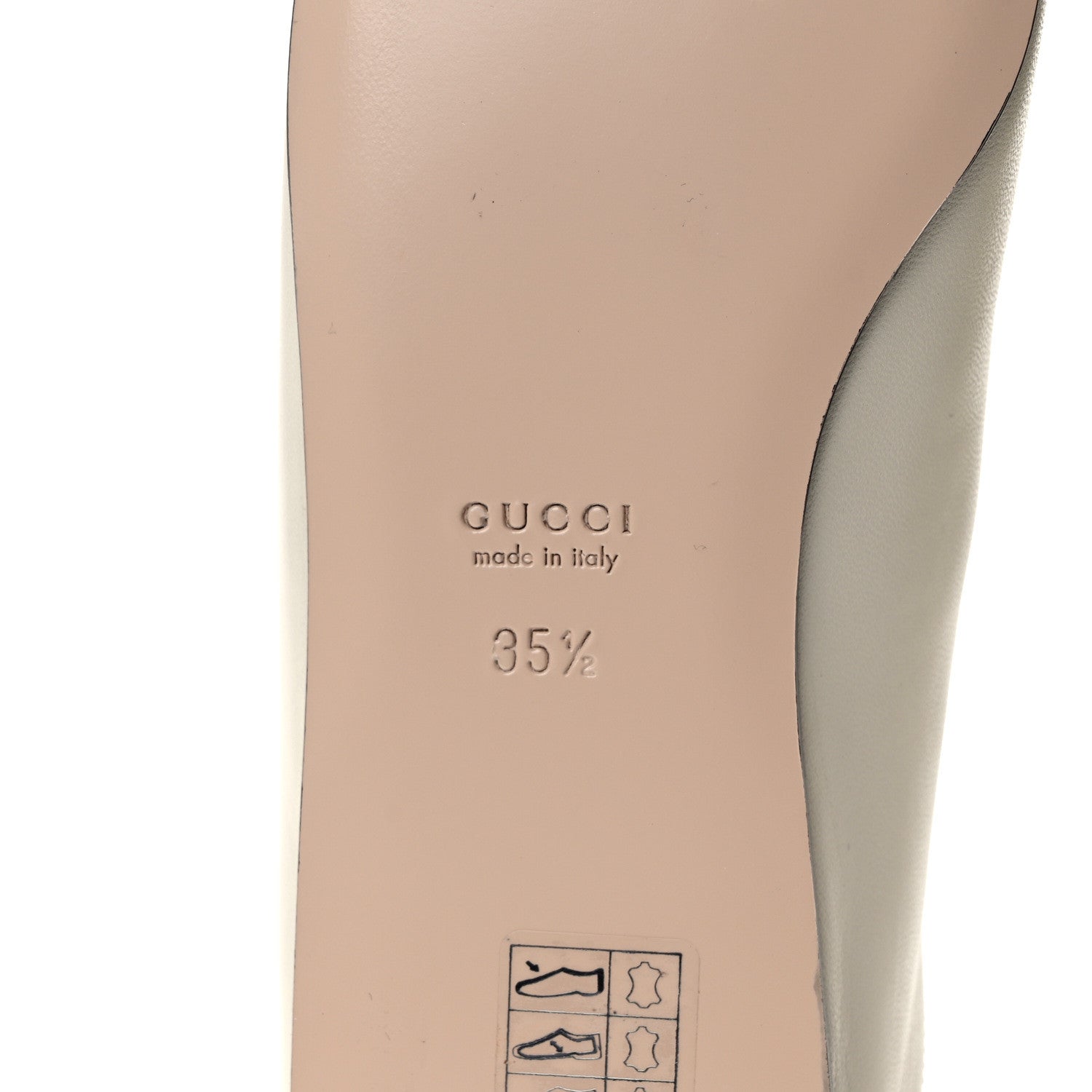 Gucci Nappa Lumiere Deva Horsebit Chain Embellished Flats 35.5 Dusty White 6 of 10
