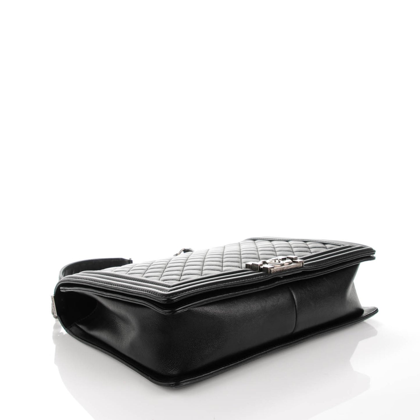 Lambskin Quilted Large Boy Flap Black