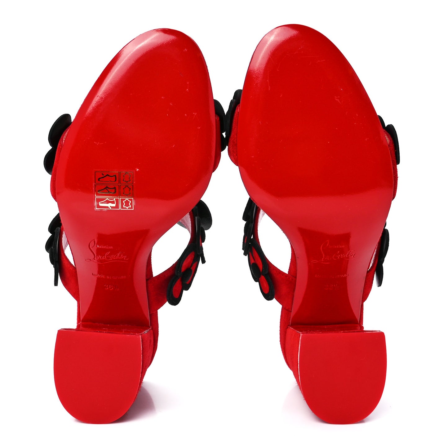 Veau Velours Tres Pansy 85 Slide Sandals 36.5 Red Black
