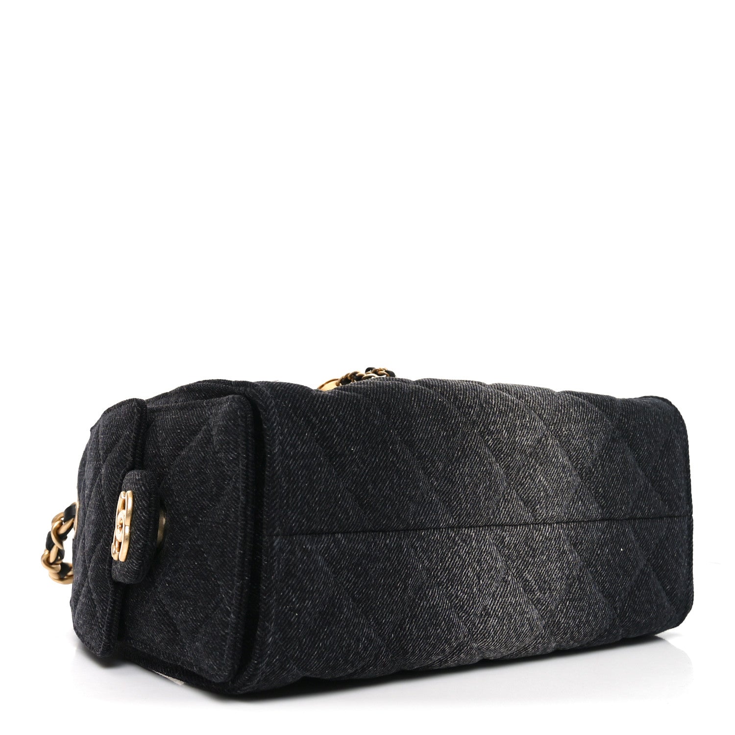 Chanel Washed Denim Quilted Mini Chanel 25 Handbag Black 4 of 10