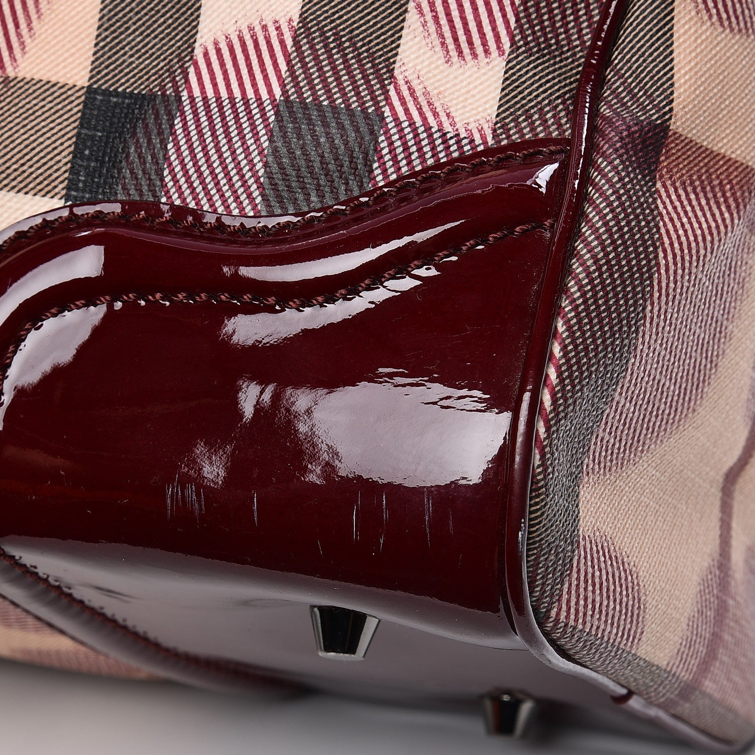 Burberry Nova Check Heart Small Chester Bowling Bag Berry Red 11 of 12