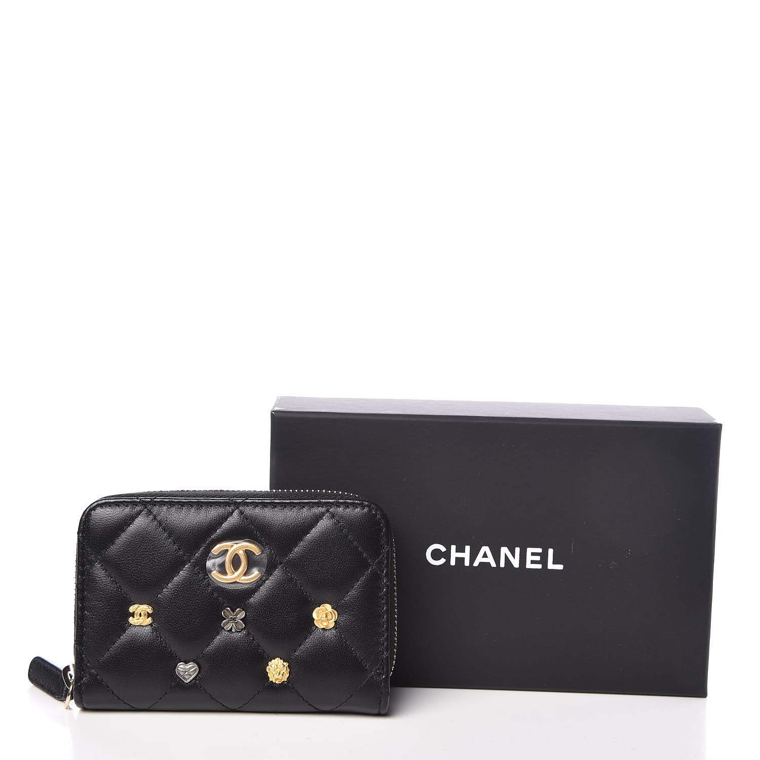 Chanel Lambskin Lucky Charms Zip Coin Purse Black 8 of 8