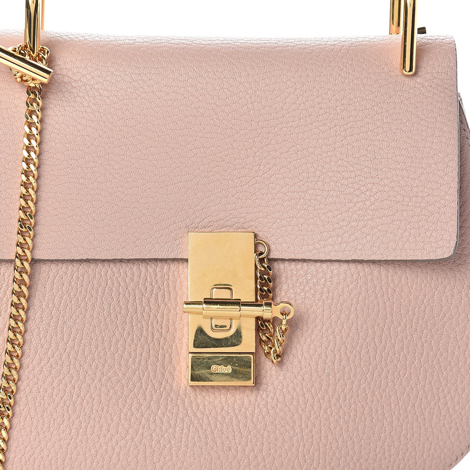Chloe Grained Lambskin Drew Shoulder Bag Cement Pink 7 of 9