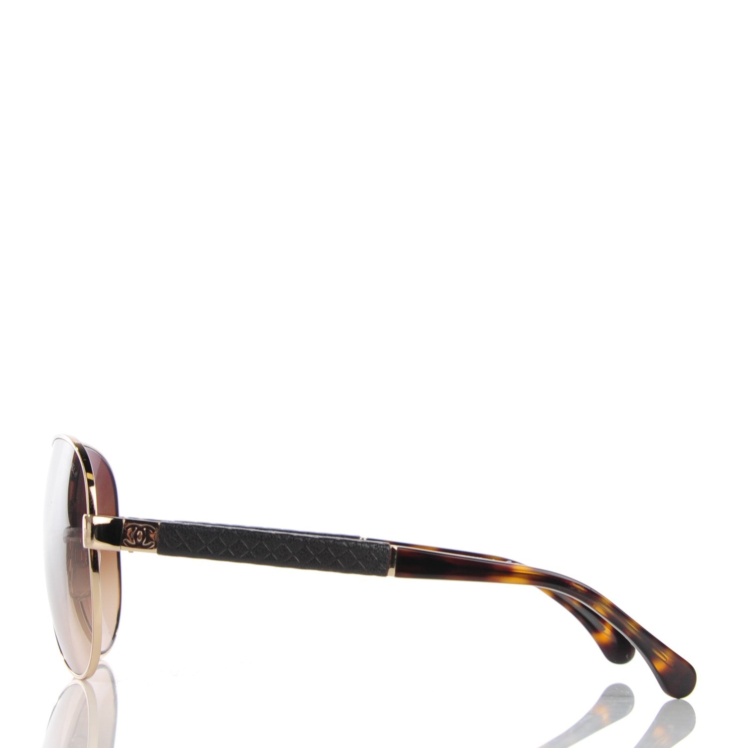 Chanel Lambskin Quilted CC Sunglasses 4195-Q Gold Brown 3 of 7