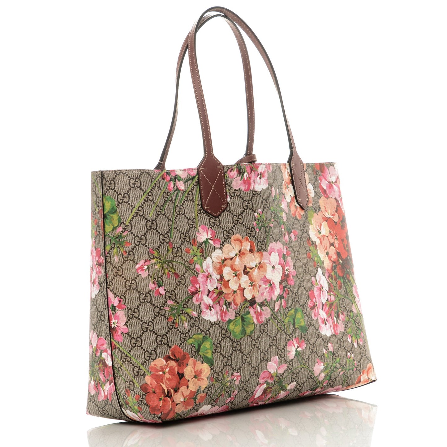 GG Supreme Monogram Blooms Medium Reversible Tote Beige Multicolor Dry Rose