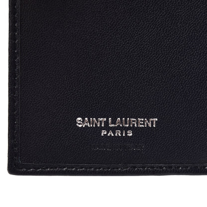 Saint Laurent Lambskin Y Quilted Monogram Compact Loulou Wallet Navy 6 of 7
