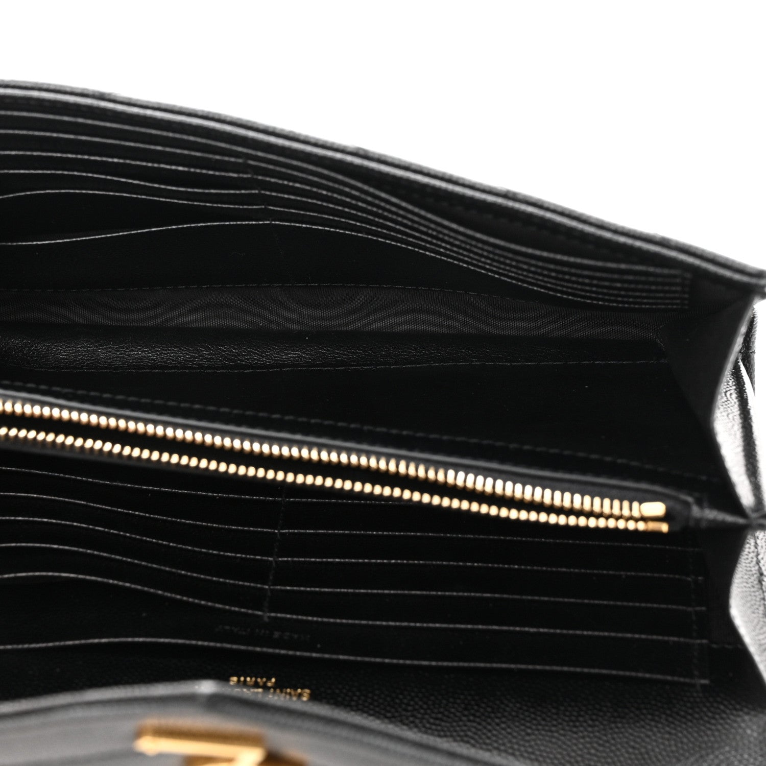 Saint Laurent Grain De Poudre Matelasse Chevron Monogram Chain Wallet Black 5 of 10