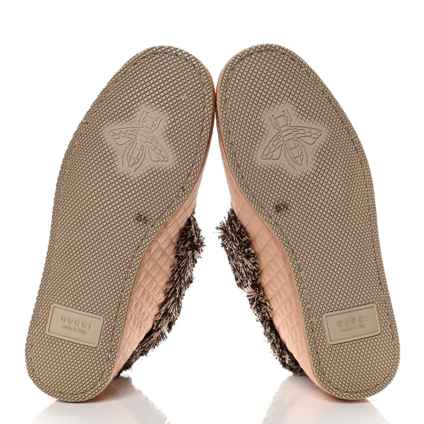 Satin Quilted Womens Fria Horsebit Loafers 35.5 Apricot Beige