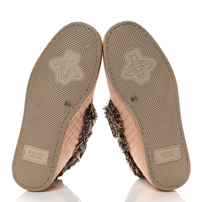 Gucci Satin Quilted Womens Fria Horsebit Loafers 35.5 Apricot Beige 7 of 10