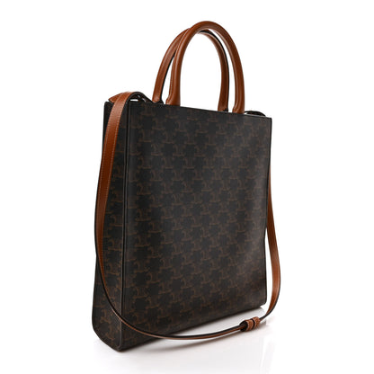 Celine Triomphe Canvas Calfskin Small Vertical Cabas Tan 3 of 8