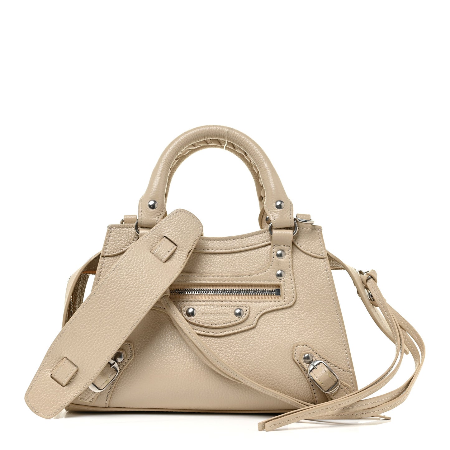 Grained Calfskin Neo Classic Silver Hardware Mini City Cream