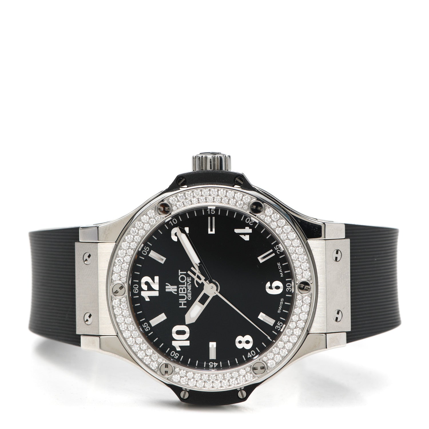 Hublot Stainless Steel Rubber Diamond Pave Bezel 38mm Big Bang Quartz Watch Black 361.SX.1270.RX.1104 2 of 6