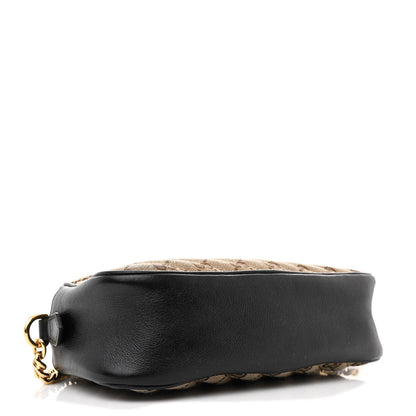 Gucci Monogram Matelasse Diagonal Small GG Marmont Chain Shoulder Bag Beige Black 4 of 10