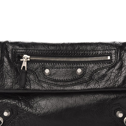 Balenciaga Agneau Giant 12 Silver Hardware Envelope Strap Clutch Black 10 of 10