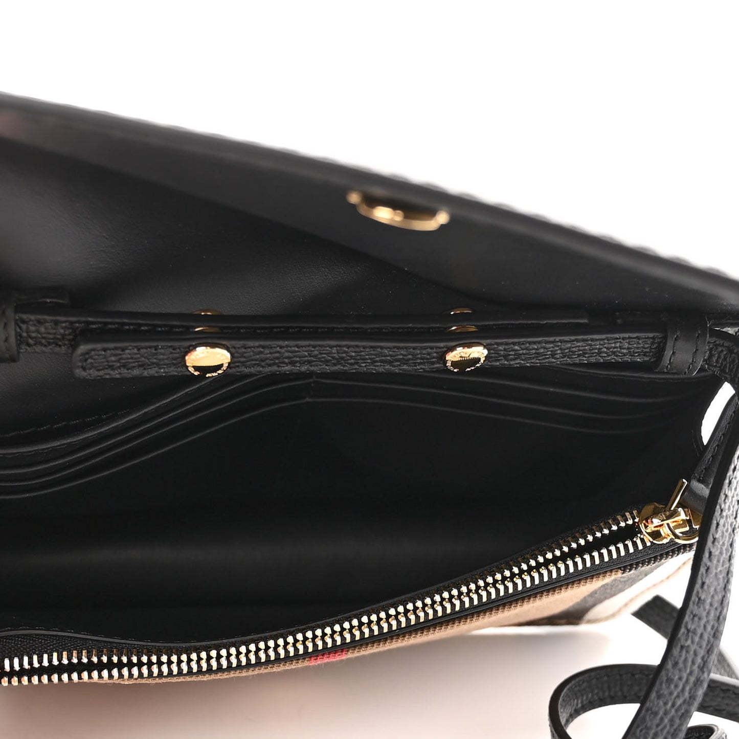 Derby Calfskin House Check Wallet On Chain Black