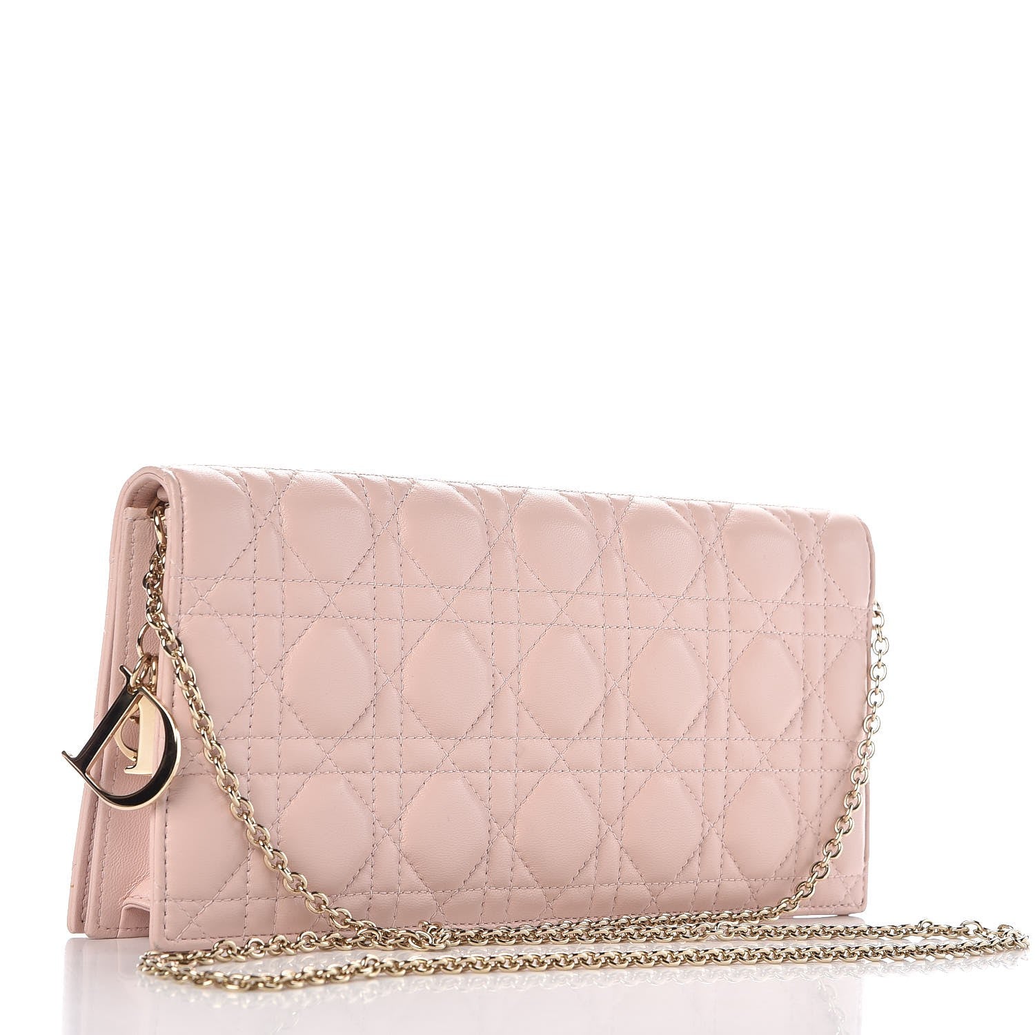 Christian Dior Lambskin Cannage Lady Dior Convertible Clutch Pink 3 of 9