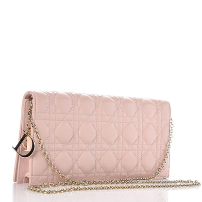 Christian Dior Lambskin Cannage Lady Dior Convertible Clutch Pink 3 of 9