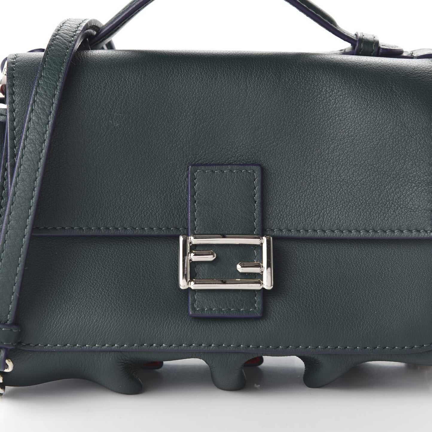 Vitello Dolce Waves Tri-Color Micro Double Baguette Verde Inglese Papavero Laguna