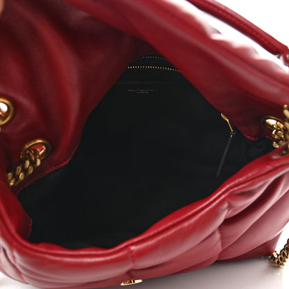 Saint Laurent Lambskin Quilted Small Loulou Puffer Monogram Chain Satchel Red 5 of 12