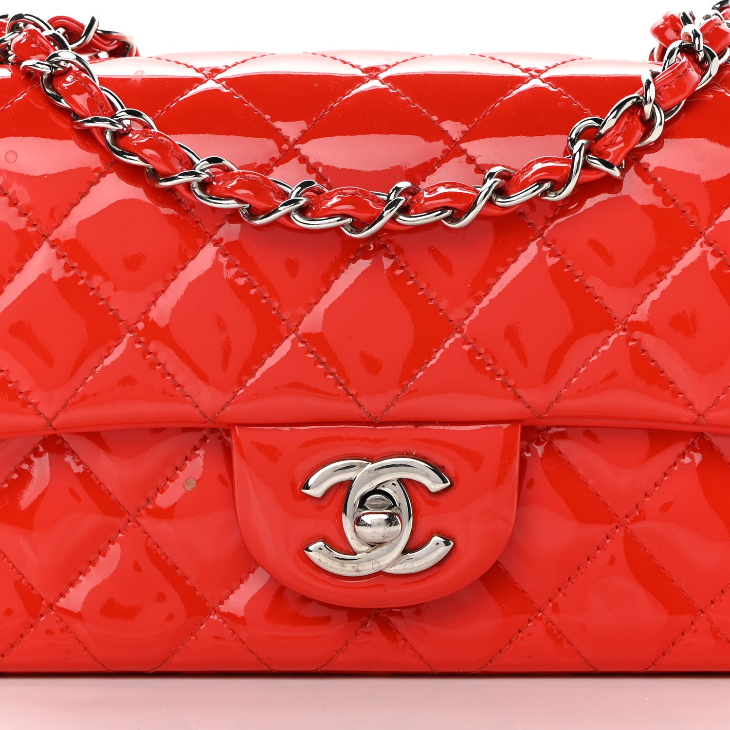 Chanel Patent Calfskin Quilted Mini Rectangular Flap Red 8 of 14