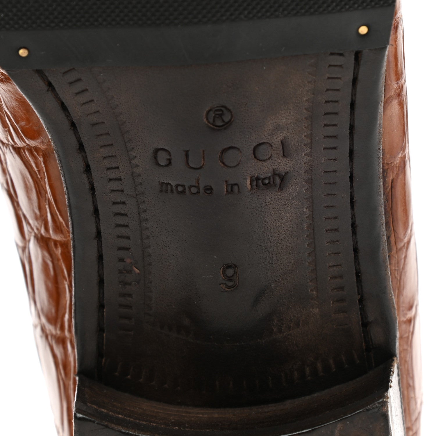 Gucci Crocodile Mens Loafers 9 Brown 6 of 7