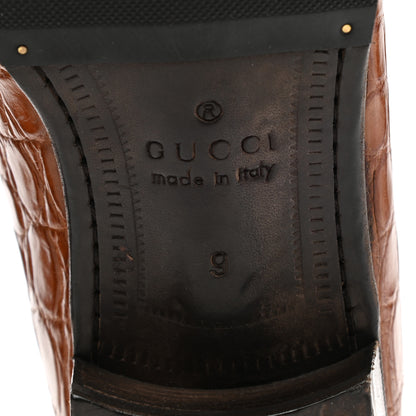 Gucci Crocodile Mens Loafers 9 Brown 6 of 7
